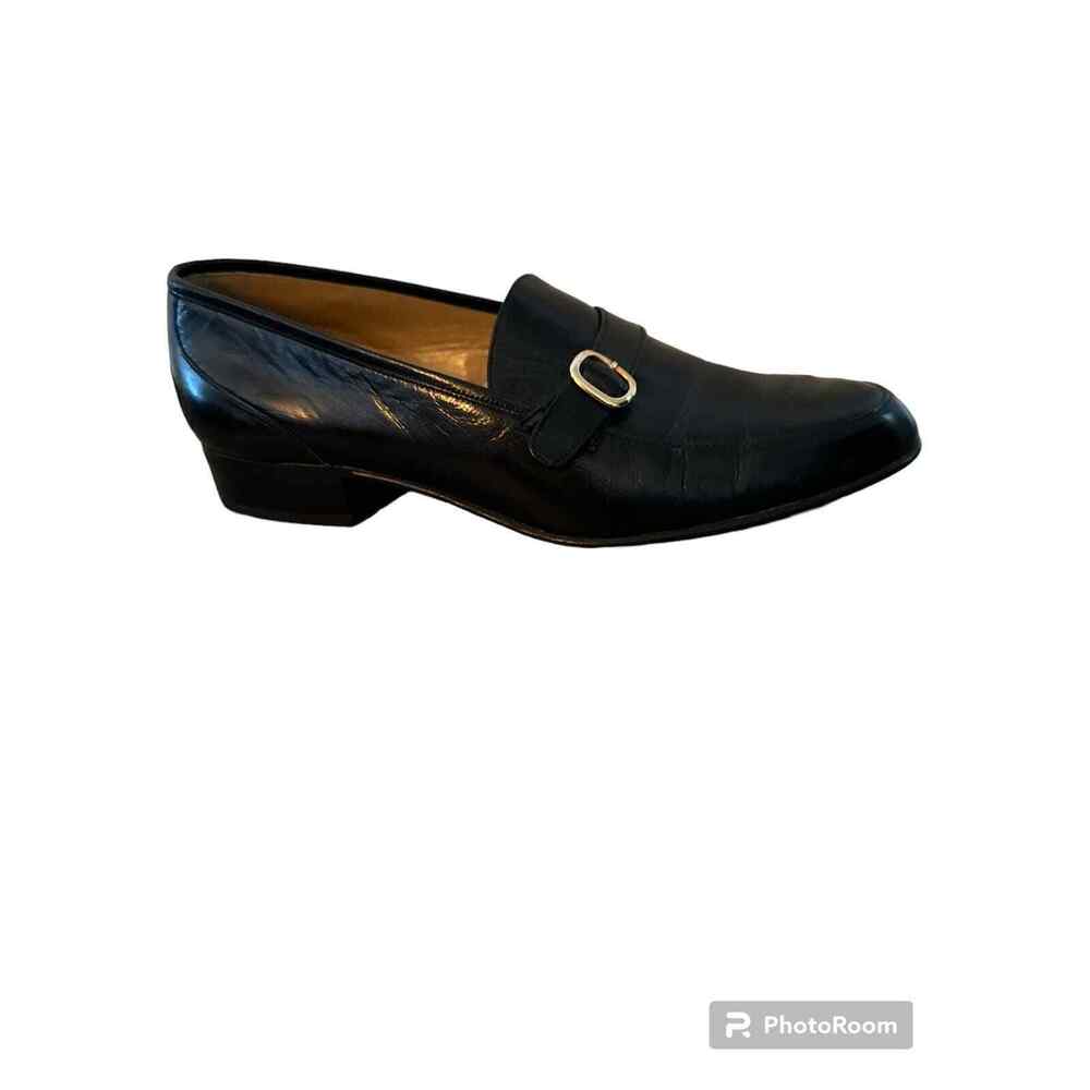 Yanko Black Leather Buckle Loafers SZ 10 $525